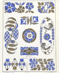 a book with a variety of blue and white designs